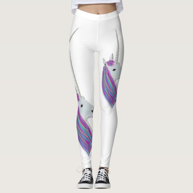 Damasker för vitUnicornregnbåge Leggings (Framsida)