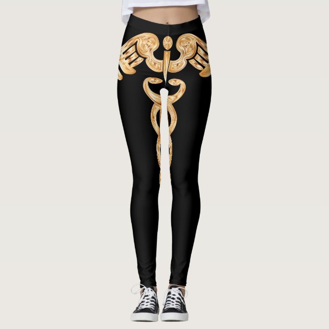 Damasker med caduceusdesign leggings (Framsida)