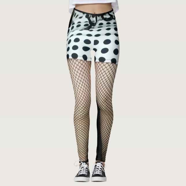 Damasker med sexig fishnetdesign leggings (Framsida)