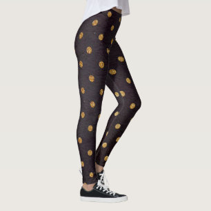 Damasker/svart med guld- polka dots leggings