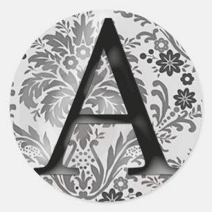 Damaskmonogramdekal - Initial A Runt Klistermärke
