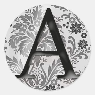 Damaskmonogramdekal - Initial A Runt Klistermärke
