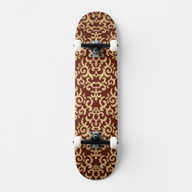 Damaskmönster på gradientbakgrund mini skateboard bräda 18,5 cm (Framsida)