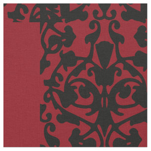 Damaskornate Black and Red Design Tyg