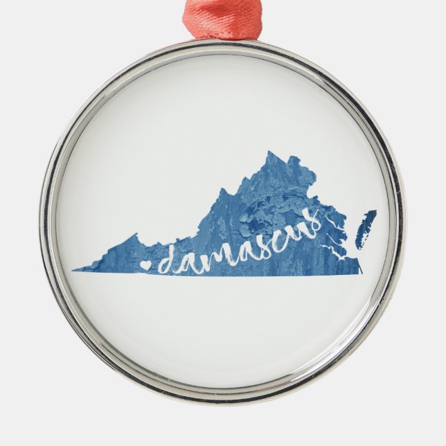 Damaskus, Virginia Wood Grain Julgransprydnad Metall (Framsidan)