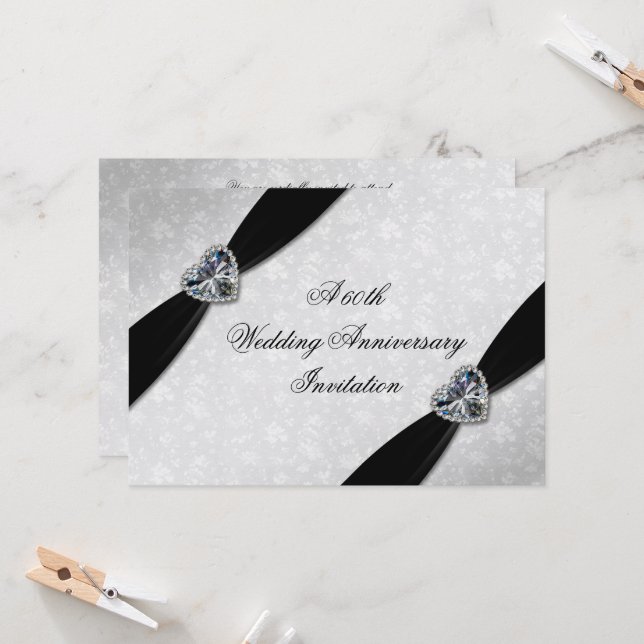 Damast 60-års bröllopsjubileum inbjudningar (Fram/Back In Situ)