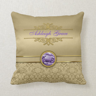 Damast för Amethyst Gemstone för Faux skina Kudde