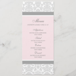Damast för blommigt för grått för bröllopmenyrosor meny