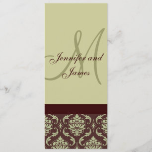 Damast för brunt för Taupe för Monogram för Meny