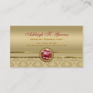 Damast för mörk Gemstone för Ruby för Faux Visitkort
