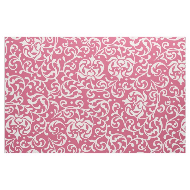Damast för renaissancerosa- och vitblommigt tyg (Fat Quarter)