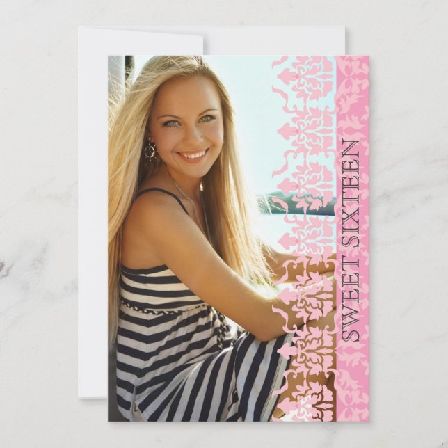 Damast ser igenom fotoinbjudan inbjudningar (Framsida)