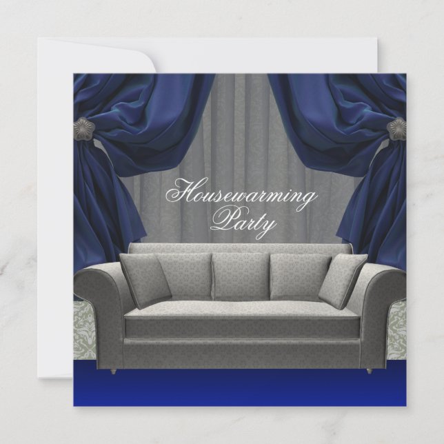 Damast soffa Eleganta draperier Husvärmningsfest Inbjudningar (Framsida)