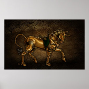 Damastast affisch för Steampunk Unicorn