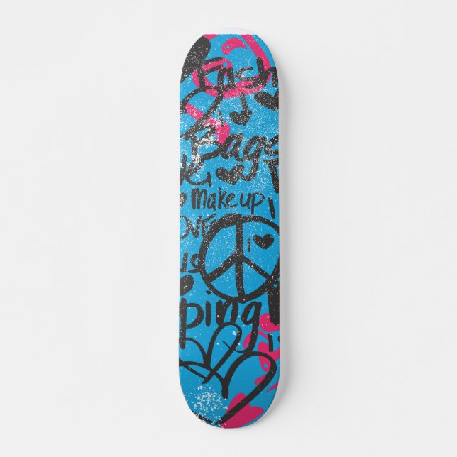 Damastast Aqua-Magenta, grafitti Skateboard Bräda 20 Cm (Framsida)