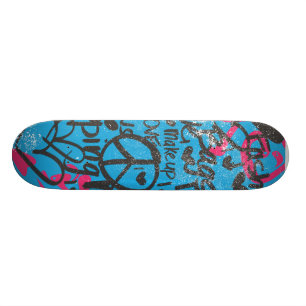 Damastast Aqua-Magenta, grafitti Skateboard Bräda 20 Cm