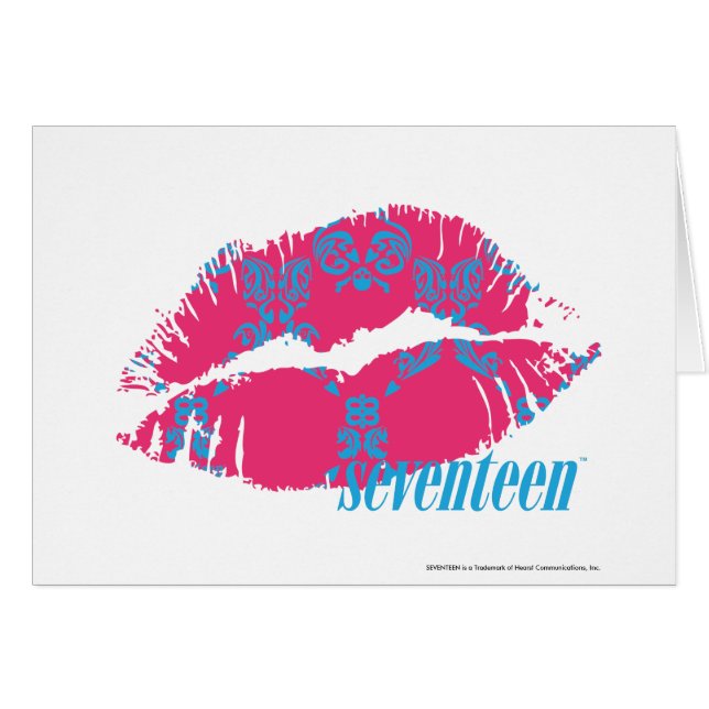 Damastast Aqua-Magenta Hälsningskort (Framsidan Horizontal)