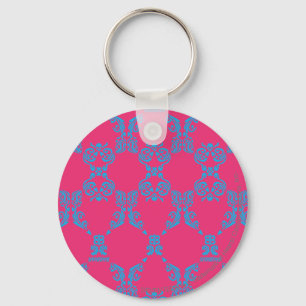 Damastast Aqua-Magenta Nyckelring