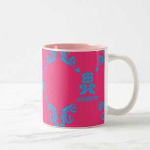 Damastast Aqua-Magenta Två-Tonad Mugg