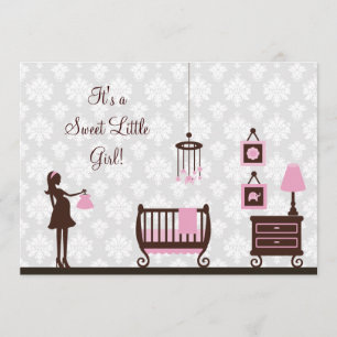 Damastast baby shower: Flicka: Inbjudan