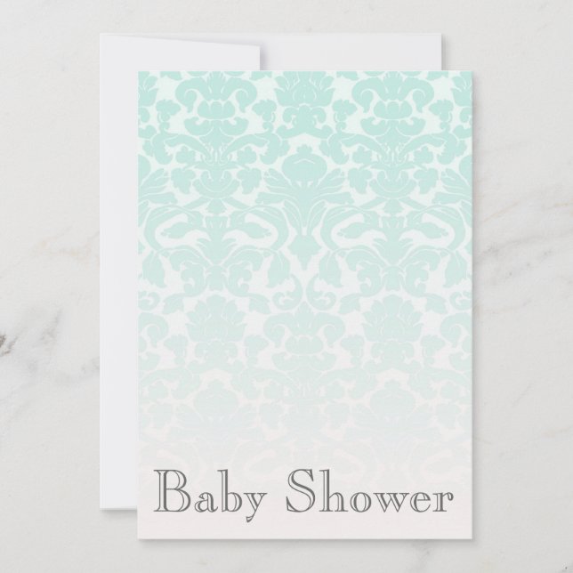 Damastast baby showerinbjudan för enkel chic Mint Inbjudningar (Framsida)