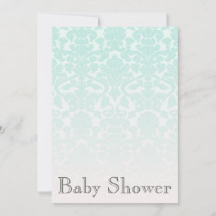 Damastast baby showerinbjudan för enkel chic Mint Inbjudningar