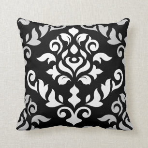 Damastast barock designmonokrom kudde