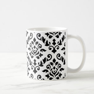 Damastast barock mönstersvart på vit kaffemugg