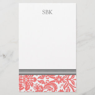 Damastast beställnings- Monogrambrevpapper för Brevpapper