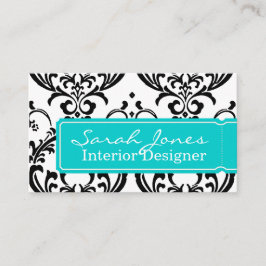 Damastast blått för inredingsdesignvisitkortAqua Visitkort