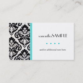 Damastast blått för svart & för vit visitkort