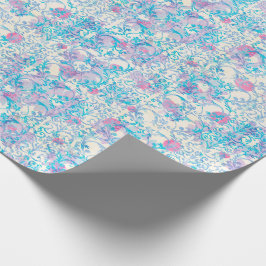 Damastast blom- blått för Flutterby vår Presentpapper
