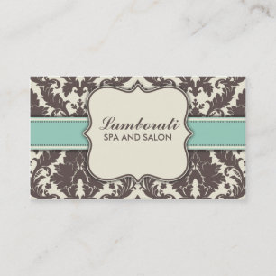 Damastast blom- elegant modern brun beige och visitkort