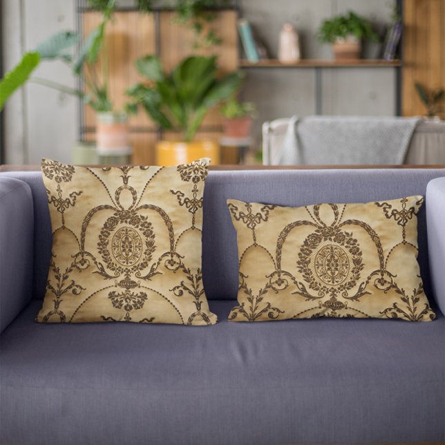 Damastast blom- Parchment för fransk Kudde (Skapare uppladdad)