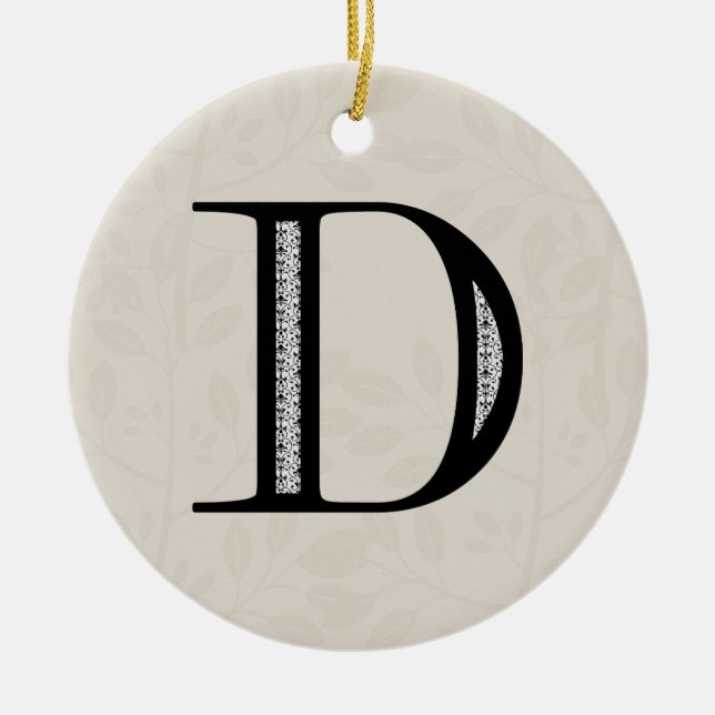Damastast brev D - svart Julgransprydnad Keramik (Framsidan)