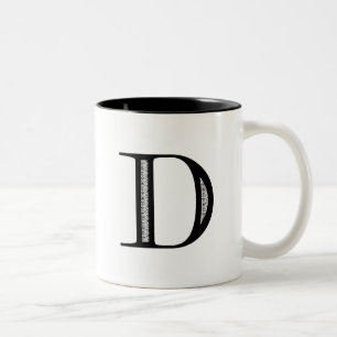 Damastast brev D - svart Två-Tonad Mugg