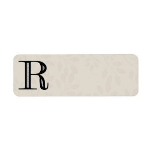 Damastast brev R - svart Returadress Etikett