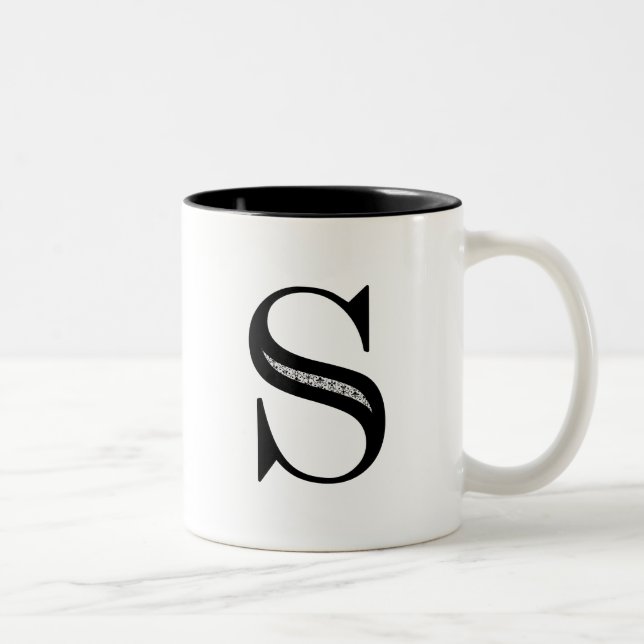 Damastast brev S - svart Två-Tonad Mugg (Höger)