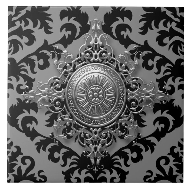 Damastast design, Filigree medaljong Kakelplatta (Framsidan)