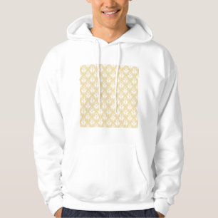 Damastast design. Vit och guldfärg Tröja Med Luva