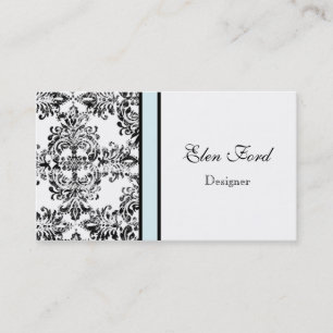 Damastast eleganta baby blue och svart visitkortar visitkort