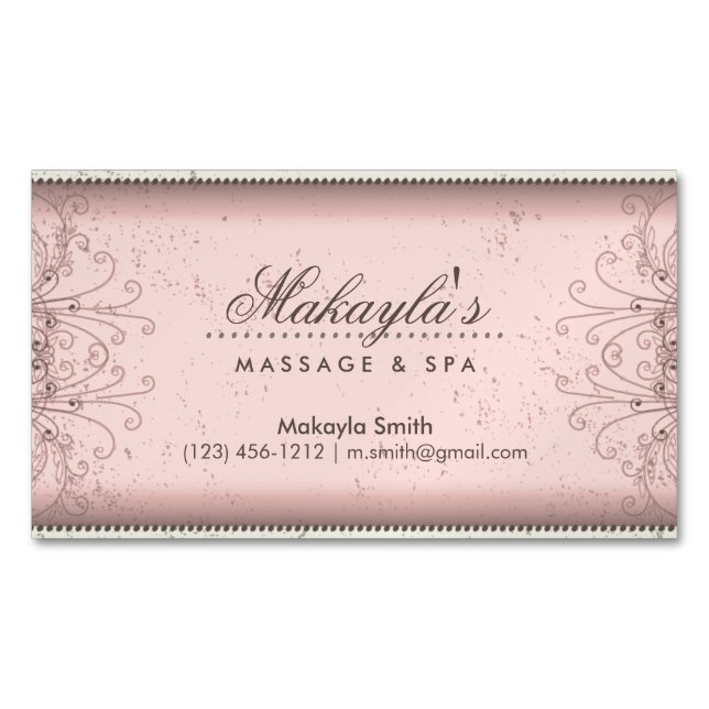 Damastast elegantt modernt flott Retro för Magnetiska Visitkort (Framsida)