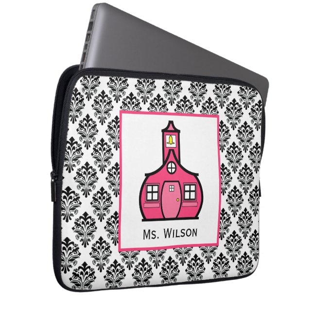 Damastast elektronik hänger lös för lärare laptop fodral (Framsidan Höger)