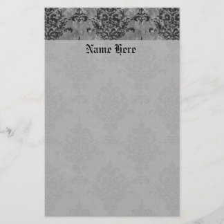 Damastast gotisk svart på grått brevpapper