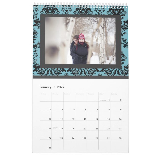 Damastast Guestbook för foto för Kalender (Jan 2027)