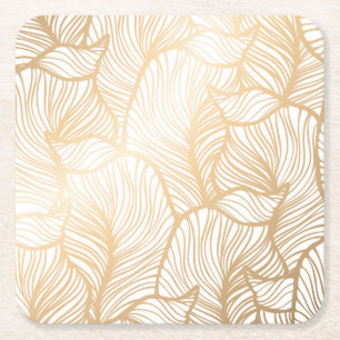 Damastast guld- blommönster underlägg papper kvadrat