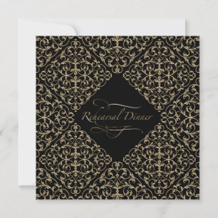 Damastast guld- Calligraphy för art décoNouveau Inbjudningar