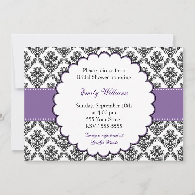 Damastast inbjudanmöhippalilor inbjudningar (Framsida)