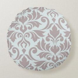 Damastast konst för krusidull mig Taupe på Rund Kudde