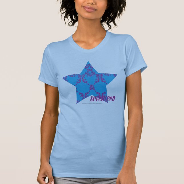 Damastast Lila-Aqua 2 T-shirt (Framsida)